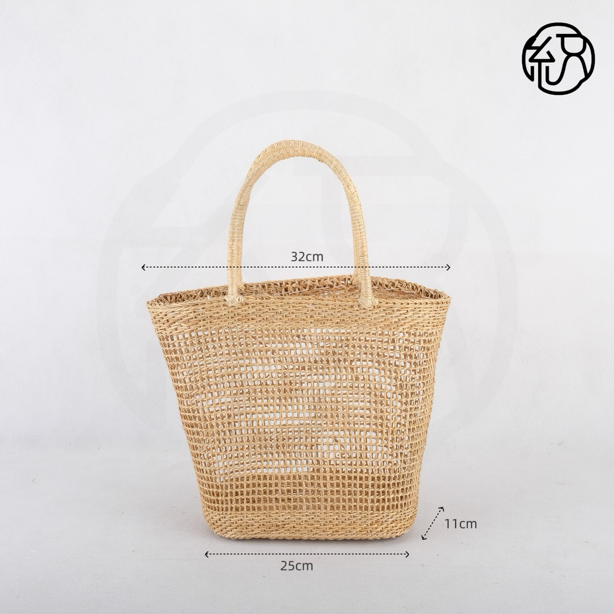 Yellow Grass Handwoven Hollow Straw Top-Handle Tote Bag B038