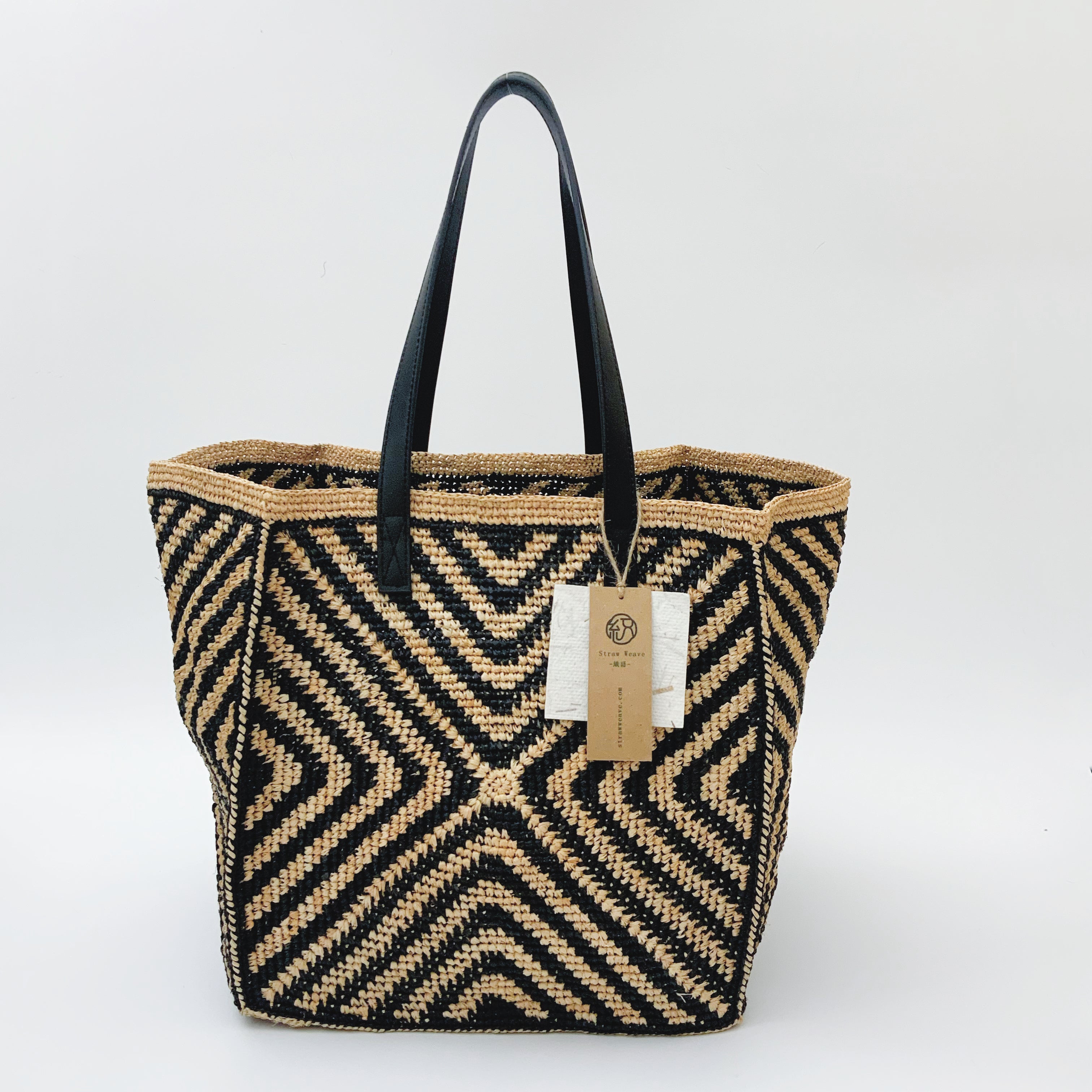StrawWeave Eco-Friendly Handmade Raffia Tote Bag, Women's Large Capacity Color-Block Woven Shoulder Handbag, Stylish Summer Beach Vacation Purse