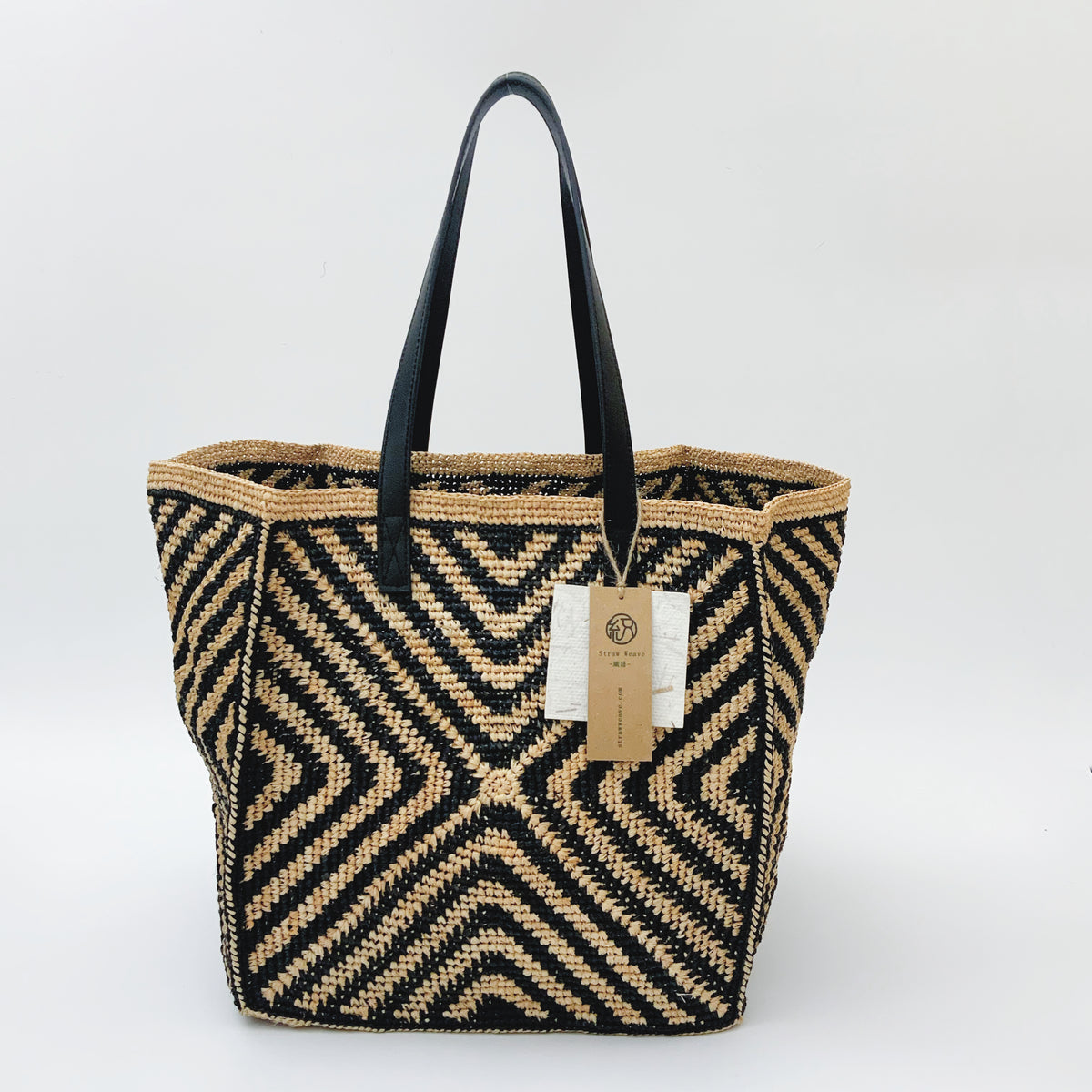 StrawWeave Eco-Friendly Handmade Raffia Tote Bag, Women's Large Capacity Color-Block Woven Shoulder Handbag, Stylish Summer Beach Vacation Purse