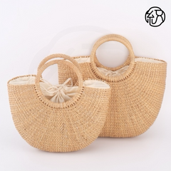 Yellow Grass Handwoven Semi-Circle Shell Tote Handheld Bag B033