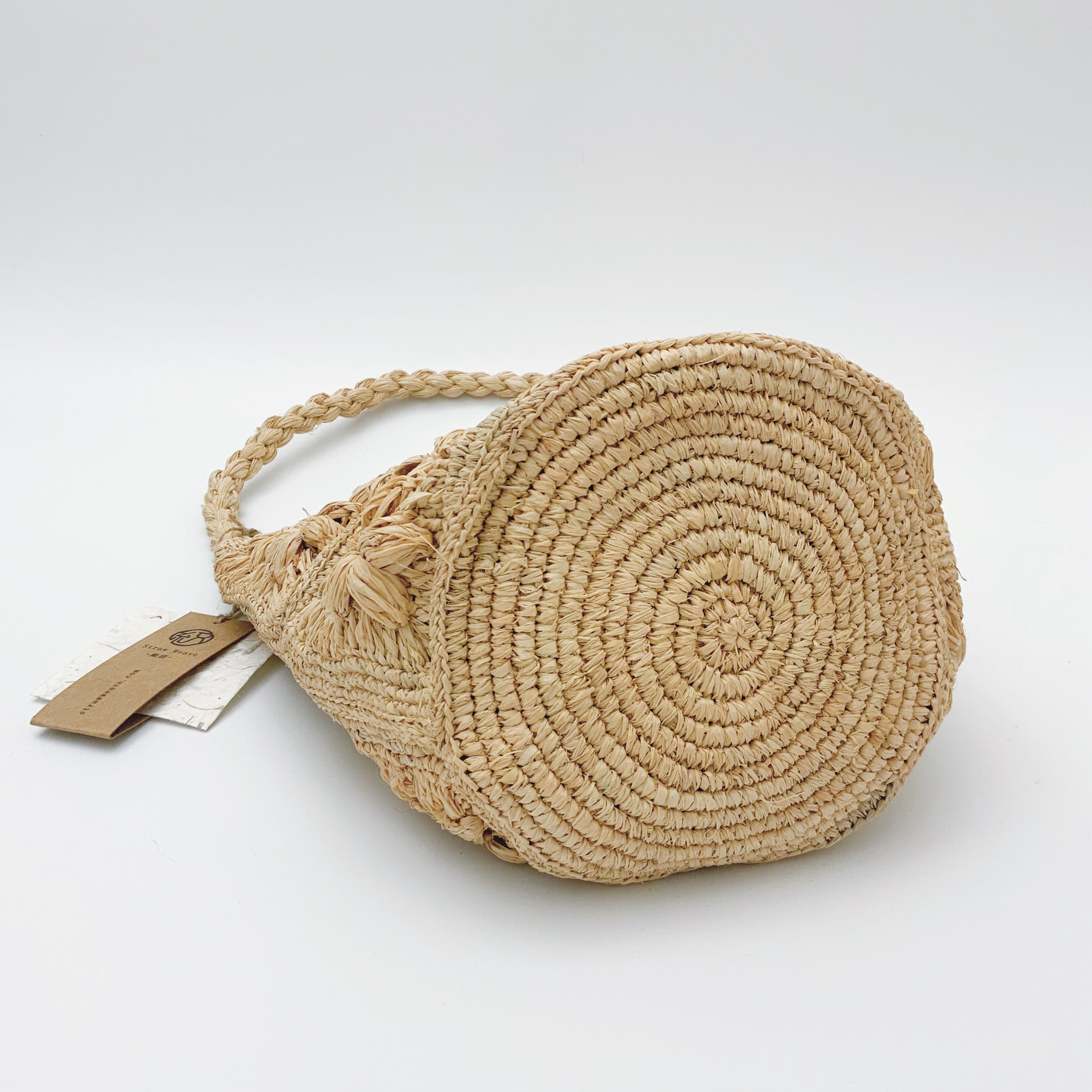 StrawWeave Eco-Friendly Handmade Raffia Flower Crochet Bag, Women's French Vacation Woven Bucket Tote, Summer Beach Top-Handle & Shoulder Handbag