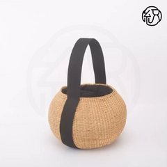 Yellow Grass Handwoven Straw Ball Tote Handheld & Shoulder Bag B031
