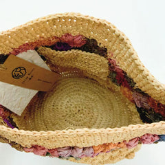 StrawWeave Eco-Friendly Handwoven Raffia Triangle Bag  Colorful Flower Patchwork Contrast Handheld Small Bag, Casual, Beach Use