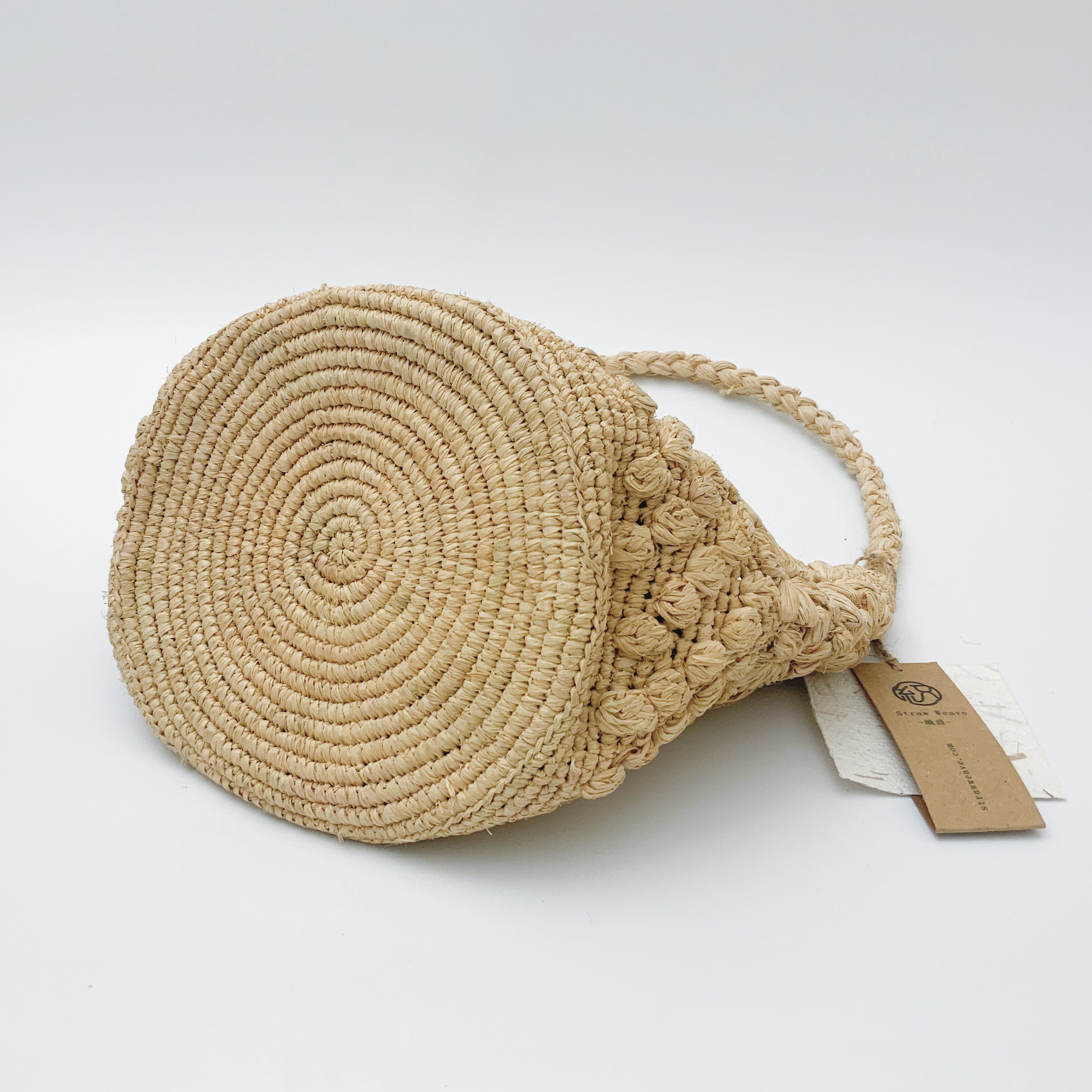 StrawWeave Eco-Friendly Handmade Raffia Flower Crochet Bag, Women's French Vacation Woven Bucket Tote, Summer Beach Top-Handle & Shoulder Handbag