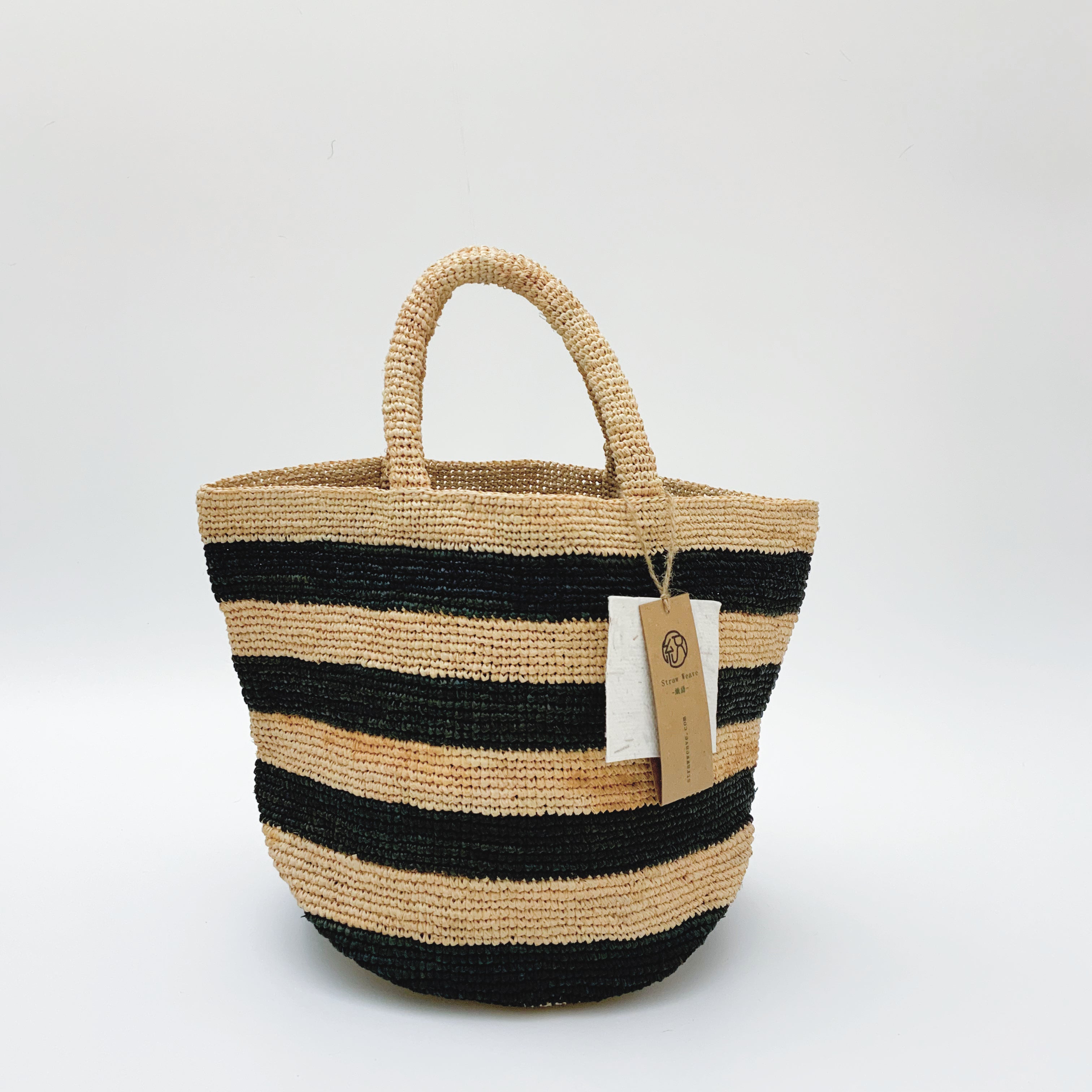 StrawWeave Eco-Friendly Handmade Raffia Tote Bag, Women's Large Capacity Striped Color-Block Woven Handbag, Stylish Top-Handle Summer Beach Vacation Purse