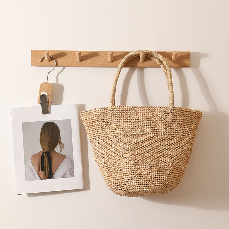 High-end raffia hand-held straw bag new summer large capacity tote woven bag seaside vacation beach bag