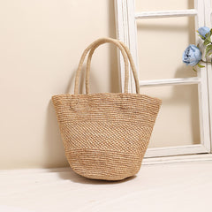 High-end raffia hand-held straw bag new summer large capacity tote woven bag seaside vacation beach bag