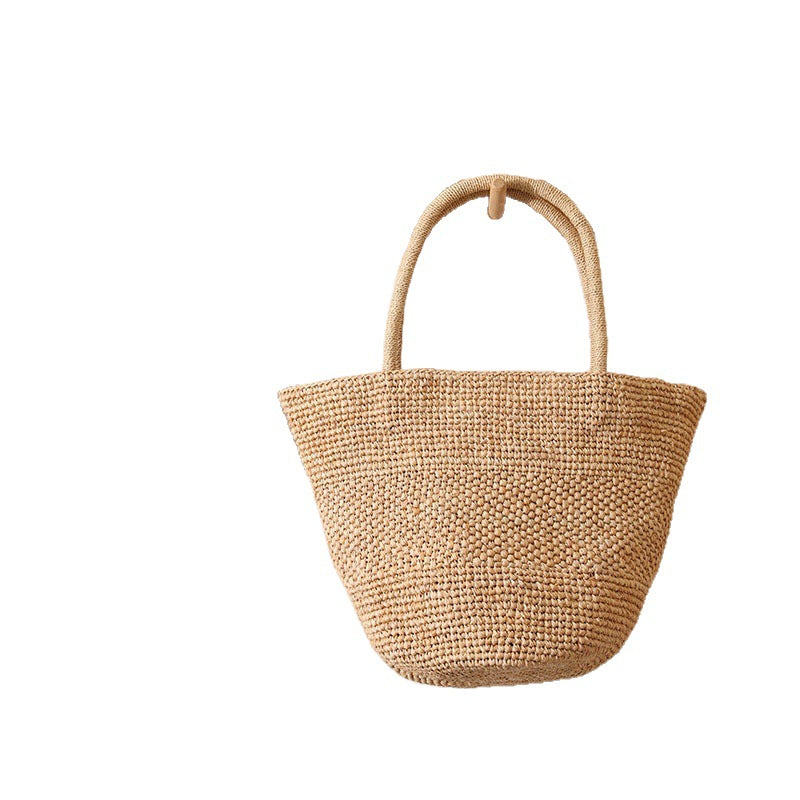 High-end raffia hand-held straw bag new summer large capacity tote woven bag seaside vacation beach bag