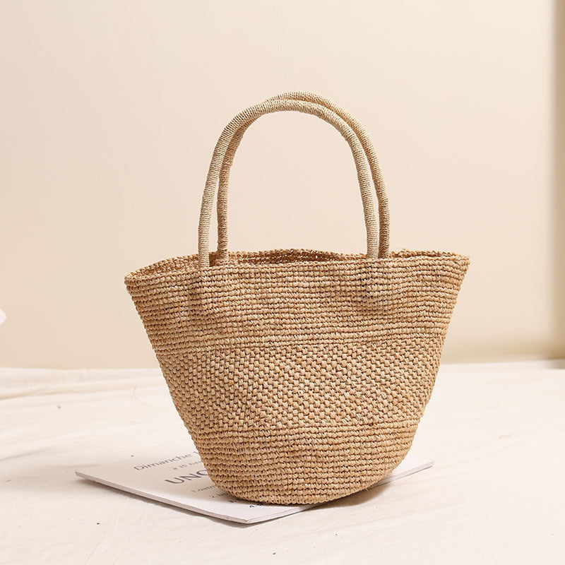 High-end raffia hand-held straw bag new summer large capacity tote woven bag seaside vacation beach bag