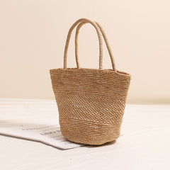 High-end raffia hand-held straw bag new summer large capacity tote woven bag seaside vacation beach bag